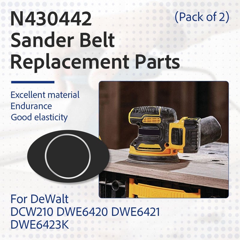 XVRTJ N430442 Random Orbital Sander Belt for DeWalt DWE6423 DWE6420 DWE6421 (2 Pack) - Image 2